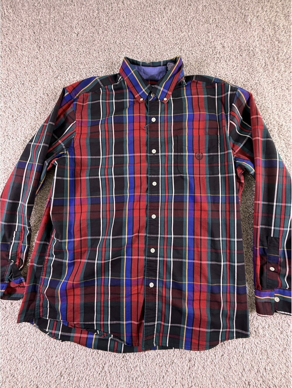 Chaps Men's Plaid Button Up Long Sleeve Shirt Size XL Red Blue Green